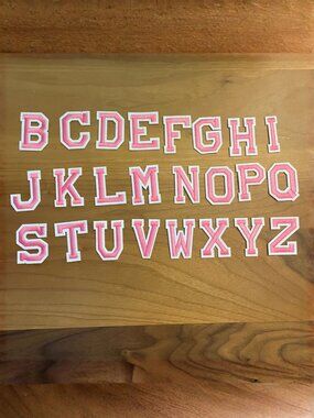 Iron On Patches 24 PCS Pink & White Alphabet (SKU: 62MI)